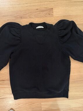 Ulla Johnson Black Crewneck Sweatshirt with V-Insert